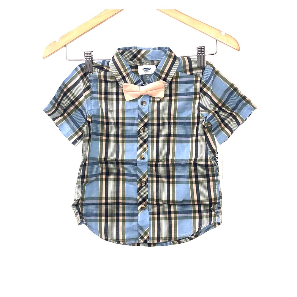 Boys Toddler 4T Button Up with Tie Plaid